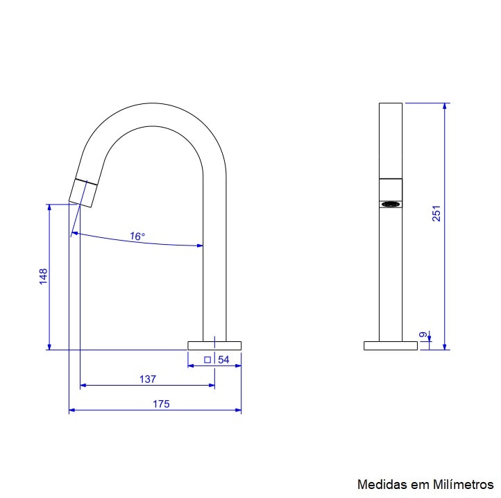 Torneira para Banheiro Deca Tube Bica Baixa Mesa Black Noir - 1197.BL.TUB.NO