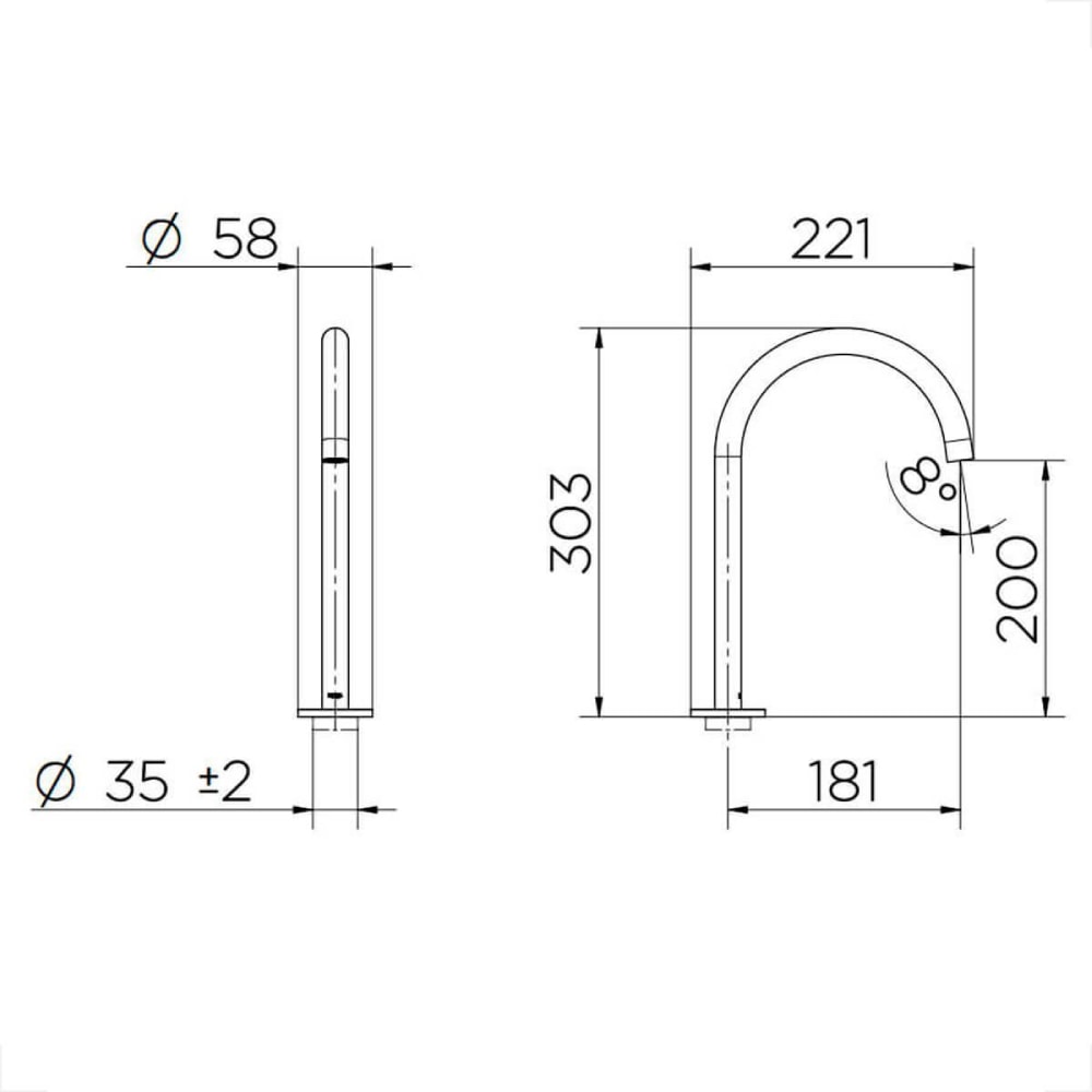 Torneira para Banheiro Docol 360 Mix&Match Mesa Cromado - 90009261006