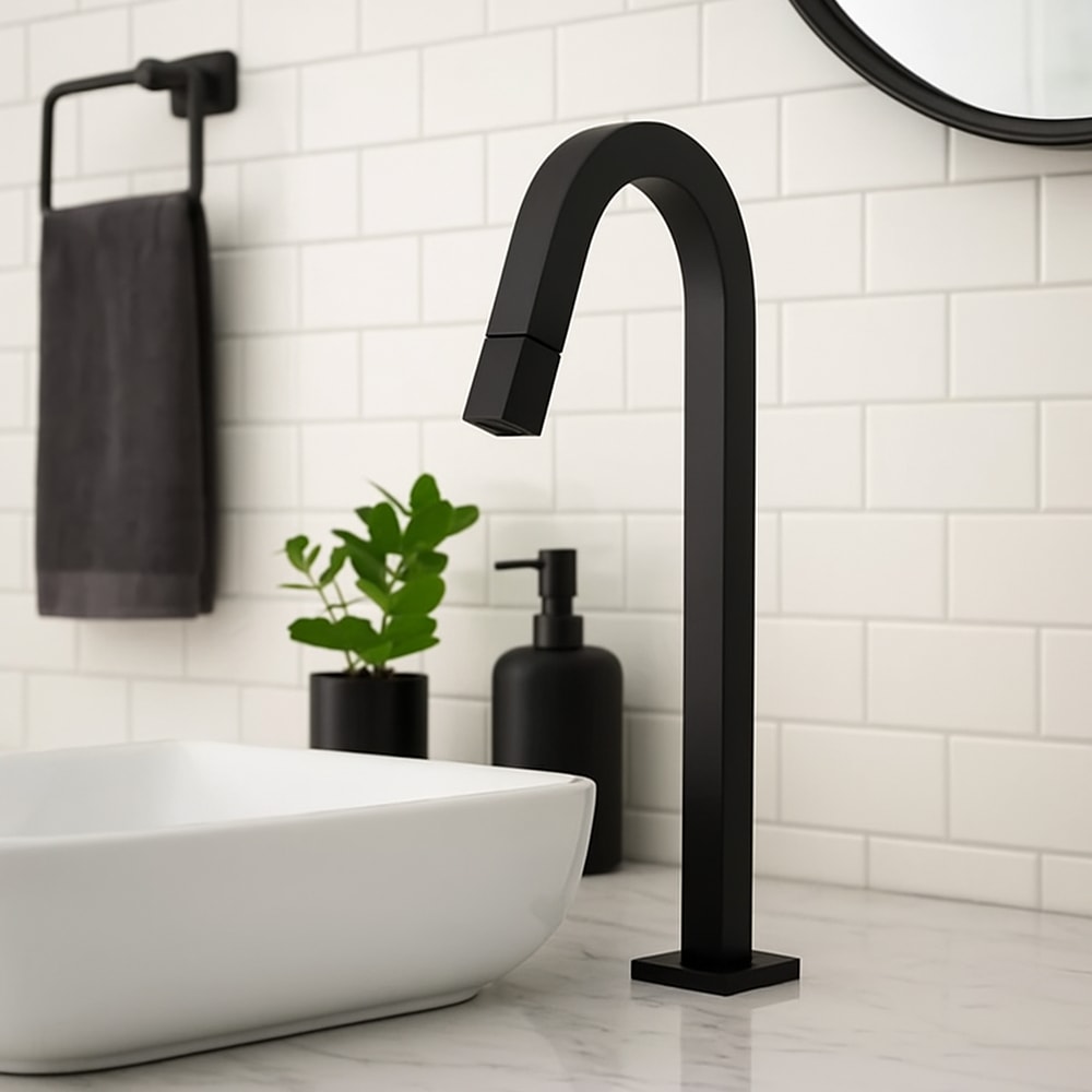 Torneira para Banheiro Kimetais Cubo Slim Mesa Bica Alta Black Matte - TR002829