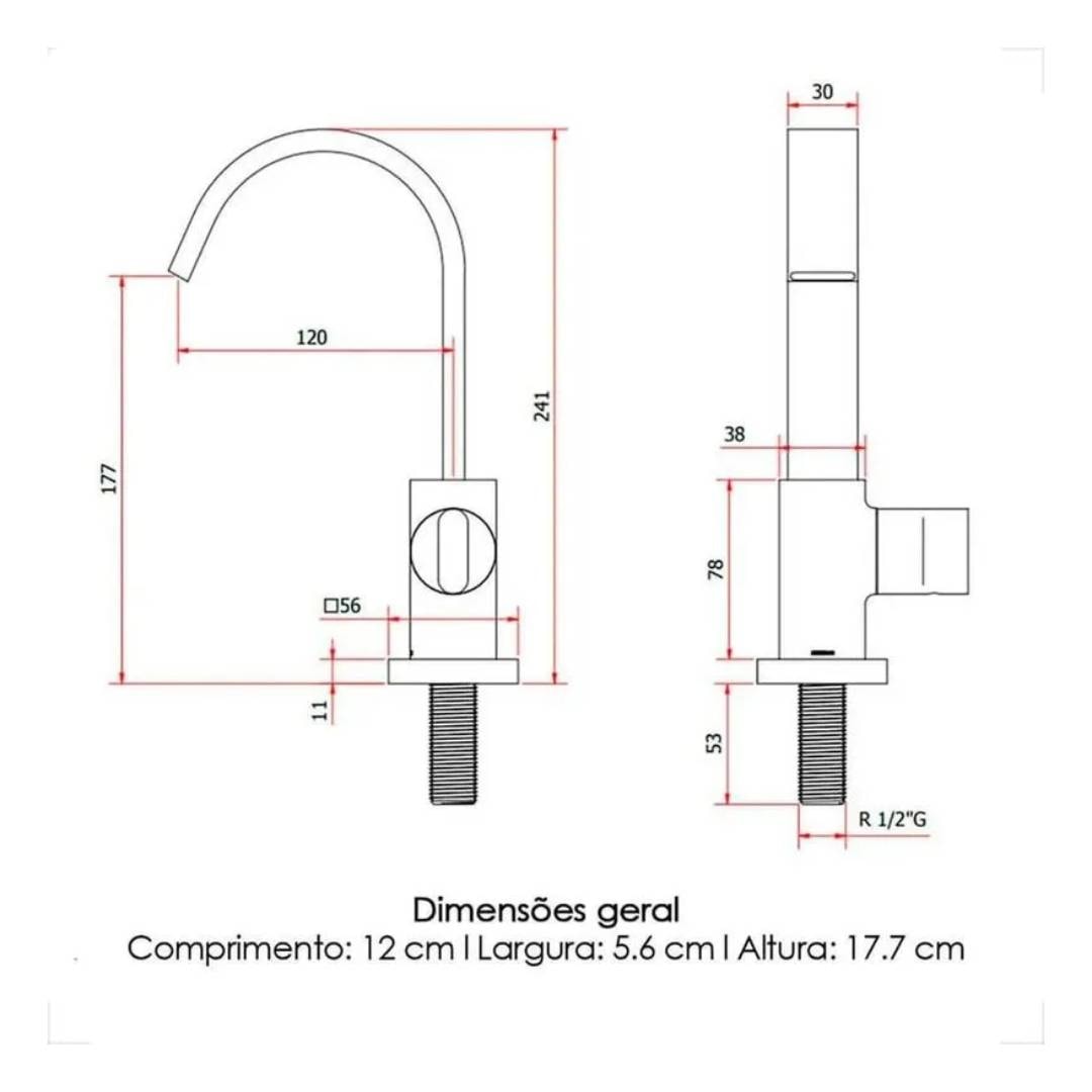 Torneira para Banheiro Kimetais Plena Bica Alta 1198 C68 Black Matte - TR002700