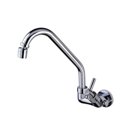 Torneira para Cozinha Carneiro com Arejador e Saída para Purificador 1/4 de Volta Parede Cromada - 6169C61
