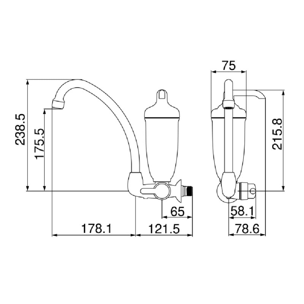 Torneira para Cozinha com Purificador de Água Lorenzetti Acqua Bella Bica Alta Parede Cromada - 7411812
