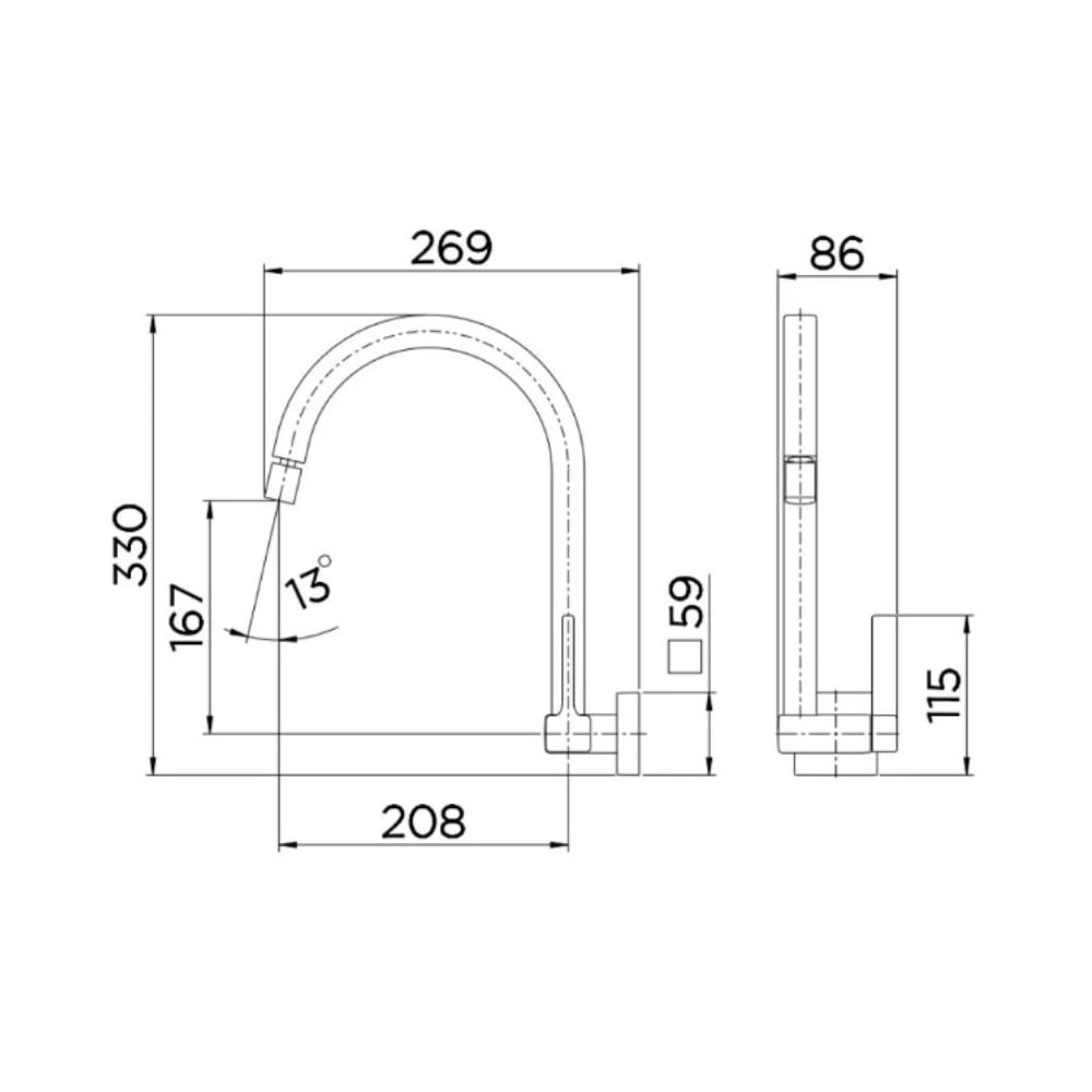 Torneira para Cozinha de Parede Docol Quad Bica Alta Cromado - 712806