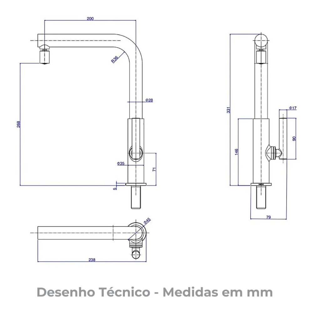 Torneira para Cozinha Deca Beta Mesa Bica Móvel Cromado - 1167.C109