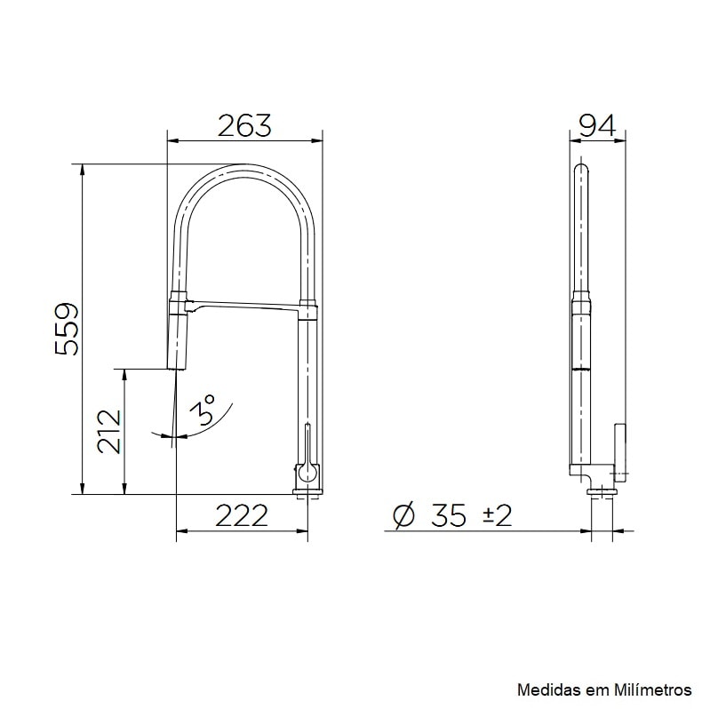 Torneira para Cozinha Docol Doc Bica Alta Mesa Vermelha - 00738979