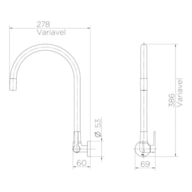 Torneira para Cozinha Docol Gali Flex Gourmet Bica Flexível Parede Preta e Cromado - 00967457.