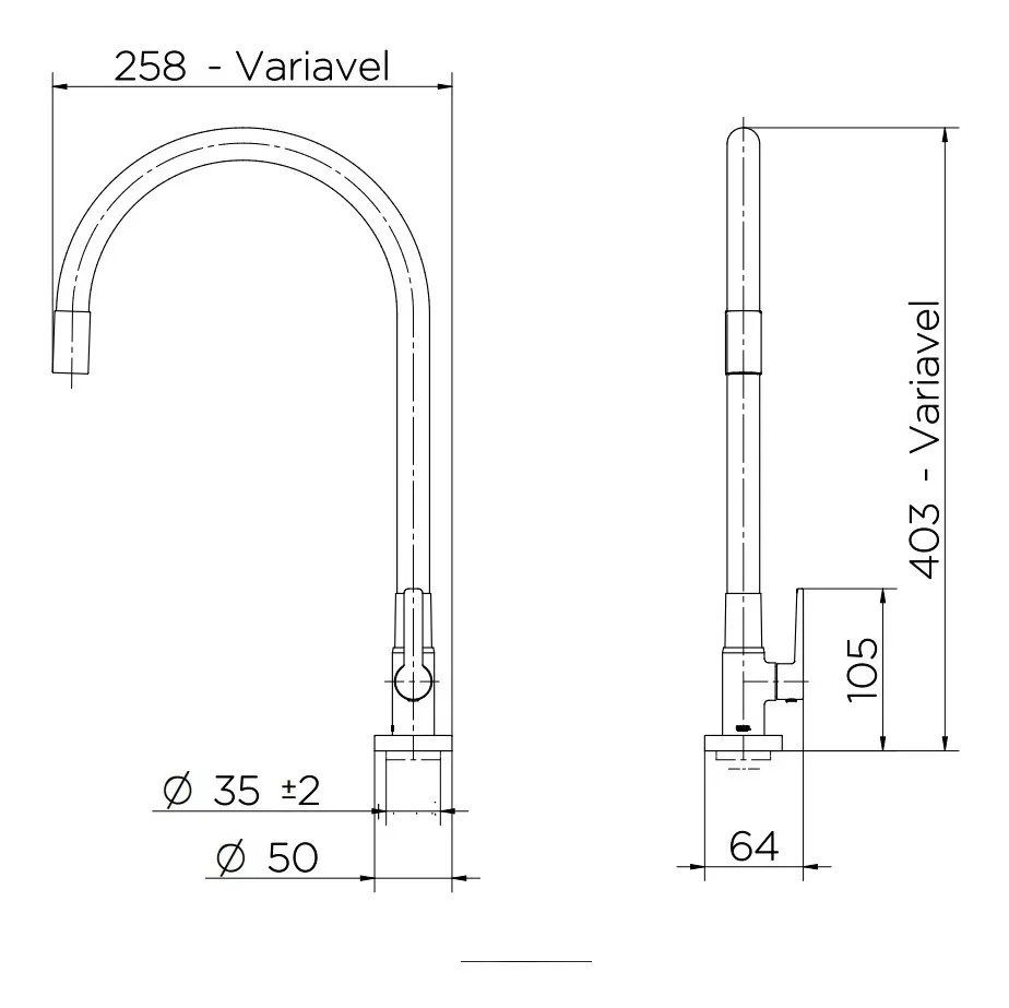 Torneira para Cozinha Docol Galiflex Gourmet Bica Flexível Mesa Preta - 00966957