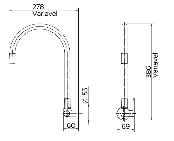 Torneira para Cozinha Docol Galiflex Gourmet Bica Flexível Parede Cinza - 00967463
