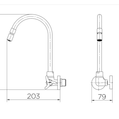 Torneira para Cozinha Docol Nova Trio Bica Alta Parede Cromada - 01258306