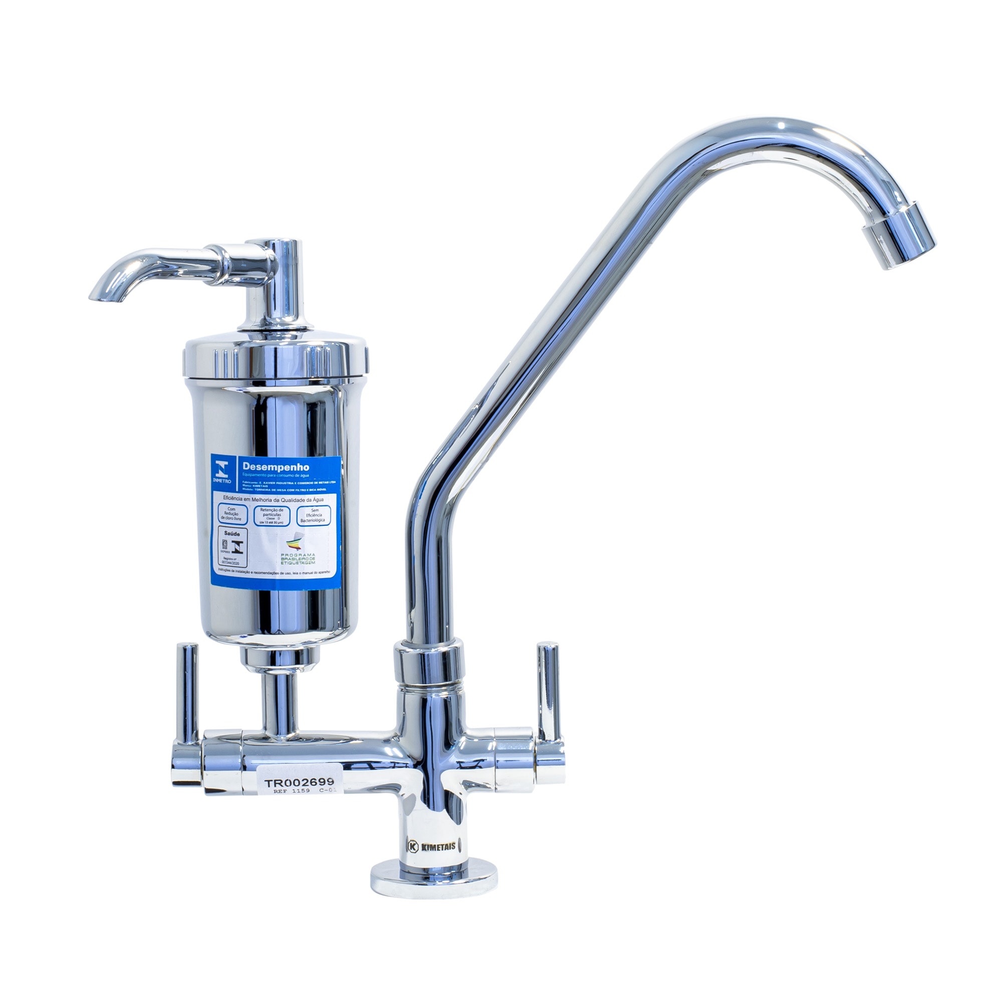 Torneira para Cozinha Kimetais Alfa com Filtro Bica Móvel Mesa Cromado - 1159C01