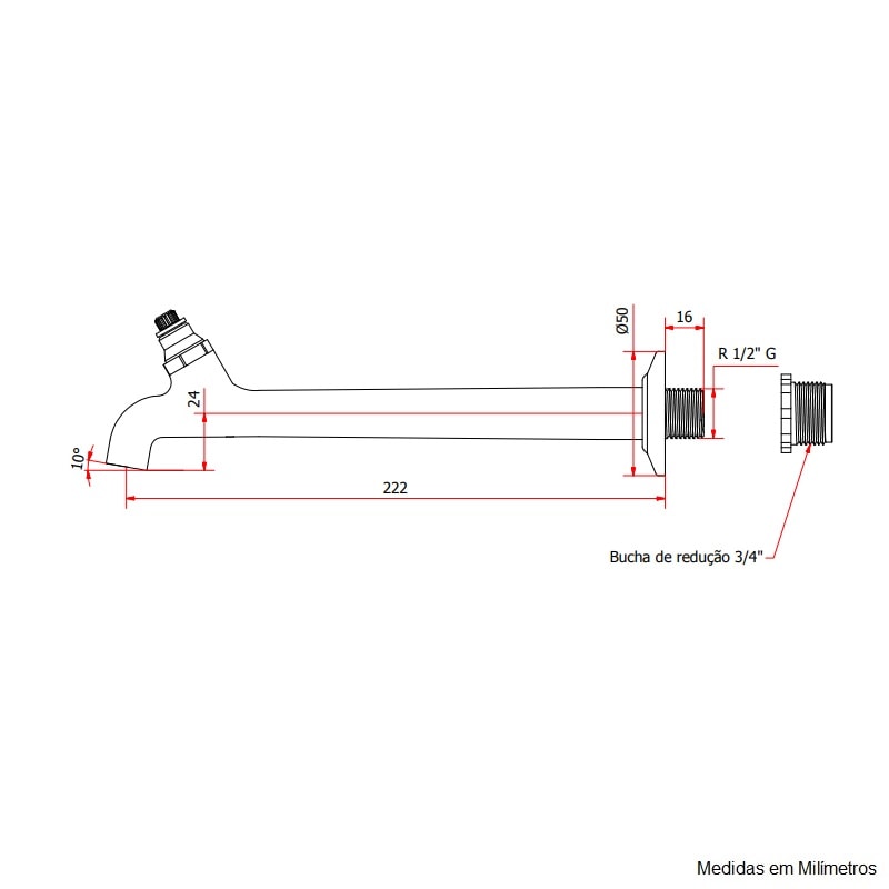 Torneira para Cozinha Kimetais Classic Ligth Parede Cromada - 1060 C52