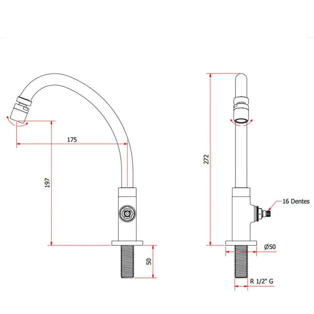 Torneira para Cozinha Kimetais Delicatta Slim Bica Alta Mesa Cromado - 1167 C58