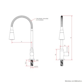 Torneira para Cozinha Kimetais Duo Jet Delicada Slim Gourmet Bica Flexível Mesa Cromado - 1167 C58