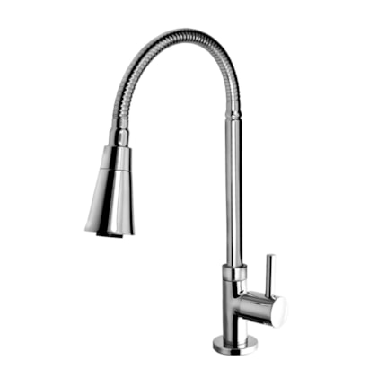 Torneira para Cozinha Kimetais Duo Jet Delicada Slim Gourmet Bica Flexível Mesa Cromado - 1167 C58