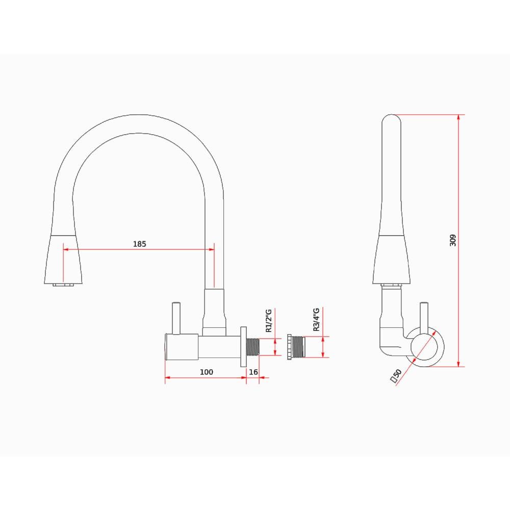 Torneira para Cozinha Kimetais Vitacor Duo Jet Delicatta Slim Gourmet Bica Flexível Black - 1168 C58