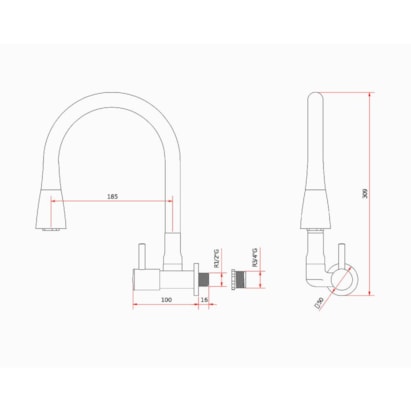 Torneira para Cozinha Kimetais Vitacor Duo Jet Delicatta Slim Gourmet Bica Flexível Black - 1168 C58