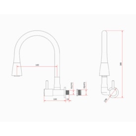 Torneira para Cozinha Kimetais Vitacor Duo Jet Delicatta Slim Gourmet Bica Flexível Black - 1168 C58