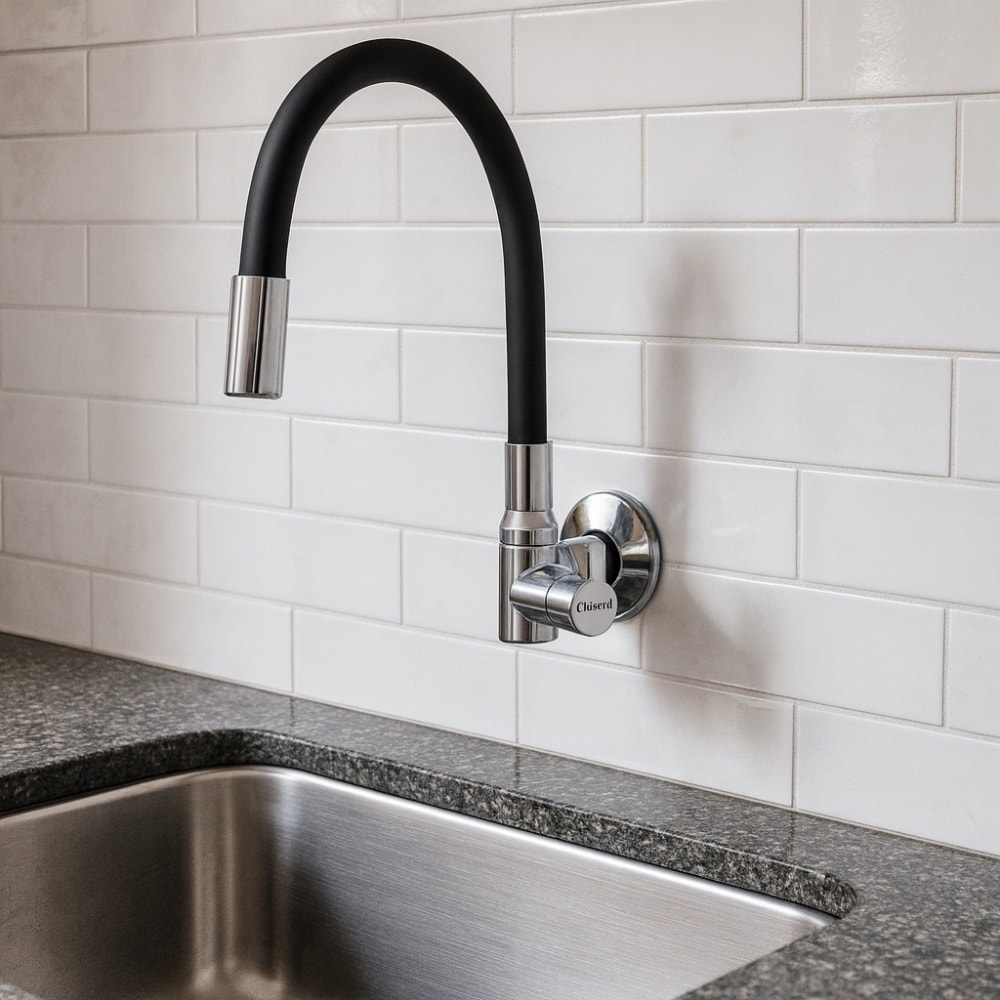 Torneira para Cozinha Zagonel Motion Parede Preta e Cromada - TOMTCZPAMPR001