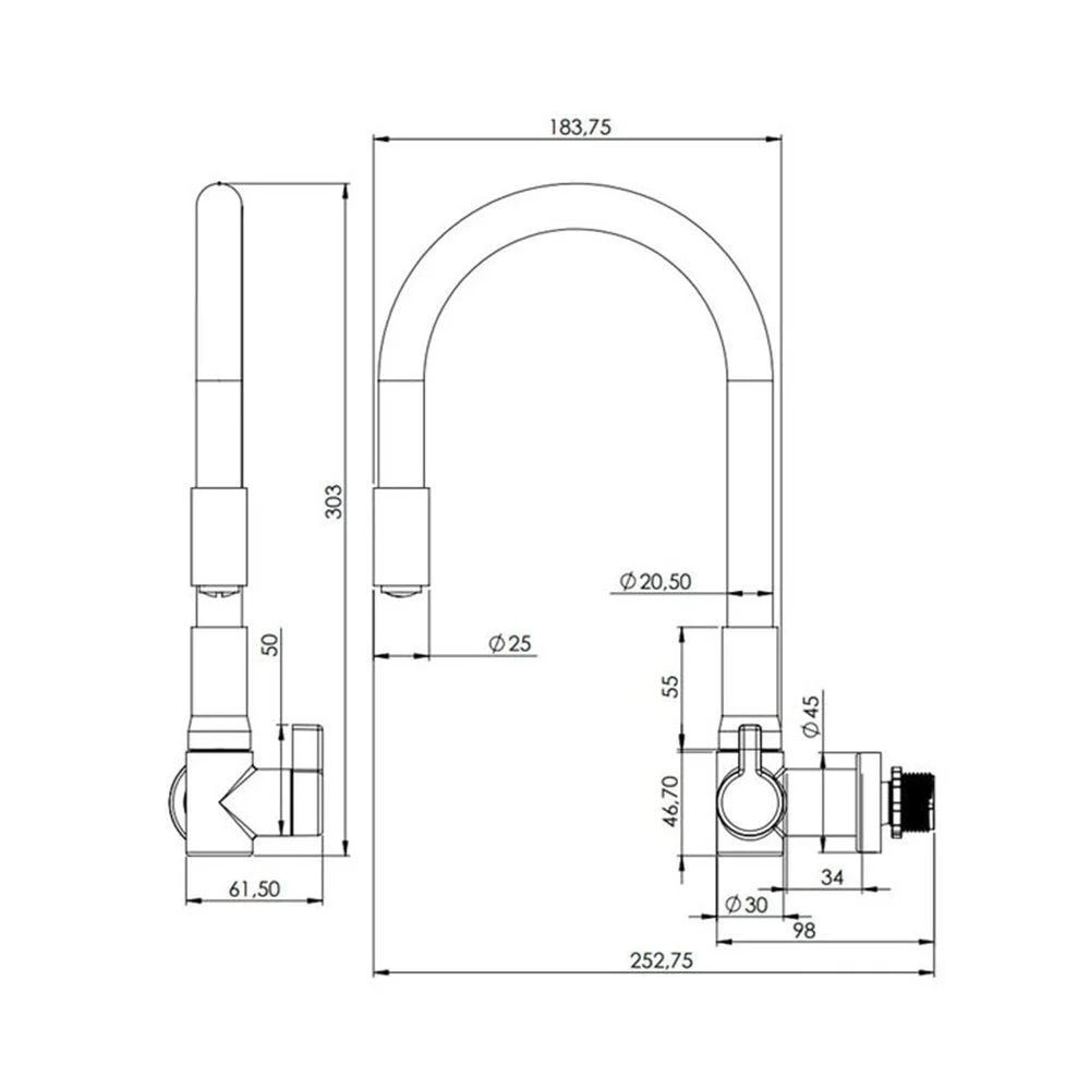 Torneira para Cozinha Zagonel Motion Parede Preta e Cromada - TOMTCZPAMPR001