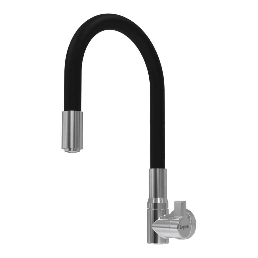 Torneira para Cozinha Zagonel Motion Parede Preta e Cromada - TOMTCZPAMPR001