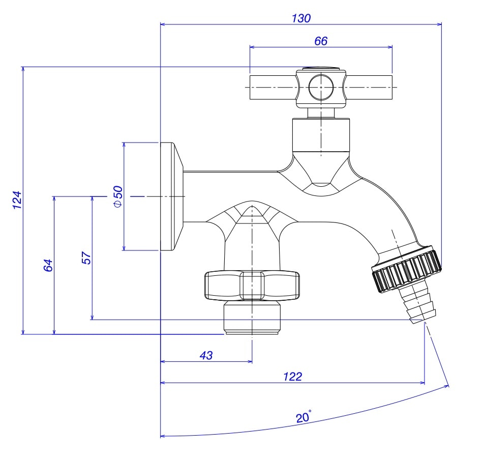 Torneira para Tanque Deca Izy com Duas Saídas Parede Cromado - 1155.C37