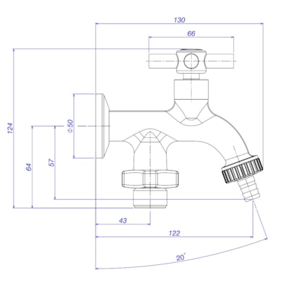 Torneira para Tanque Deca Izy com Duas Saídas Parede Cromado - 1155.C37