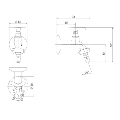 Torneira para Tanque Docol Nova Pertutti Bica Baixa Parede Cromado - 00903706