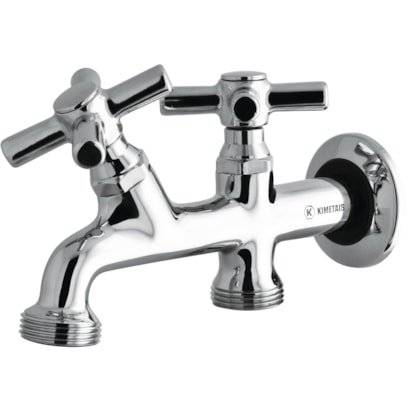 Torneira para Tanque Kimetais Sun Light com Duas Saídas Parede Cromado - 2090 C62