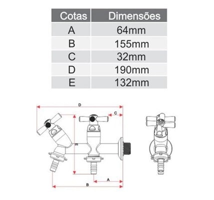 Torneira para Tanque Tigre Cross Parede Branca - 300000453