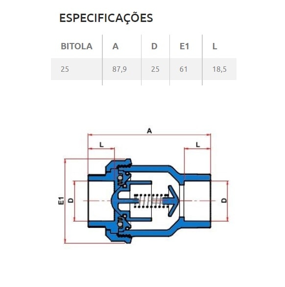 Válvula de Retenção Soldável Tigre 25mm 3/4