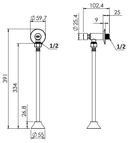 Válvula para Mictório Temporizada Blukit com Canopla Flexível - 190904