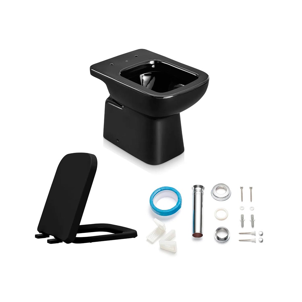 Vaso Sanitário Bacia Convencional + Acessórios Misti Icasa Preto - CBCMIS15