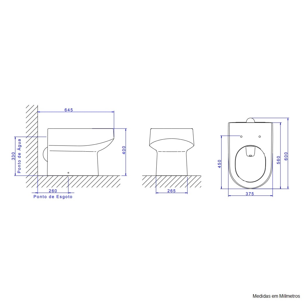 Vaso Sanitário Bacia Convencional Deca Carrara Ebano - P.60.94