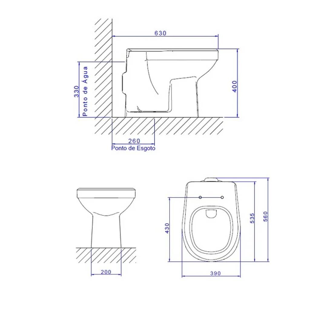 Vaso Sanitário Bacia Convencional Deca Fast Branca - P.76.17