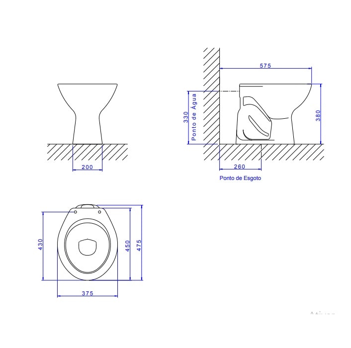 Vaso Sanitário Bacia Convencional Deca Izy Cinza - P.11.87