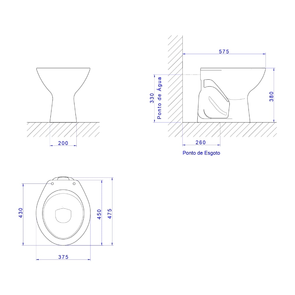 Vaso Sanitário Bacia Convencional Deca Izy Creme - P.11.37