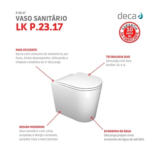 Vaso Sanitário Bacia Convencional Deca Link Branco - P.23.17