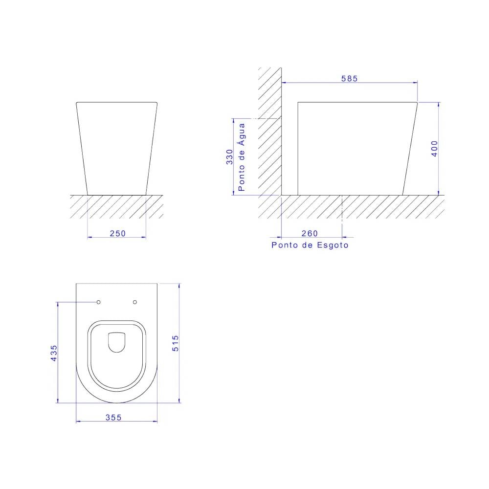 Vaso Sanitário Bacia Convencional Deca Link Ébano Preto Fosco - P.23.94
