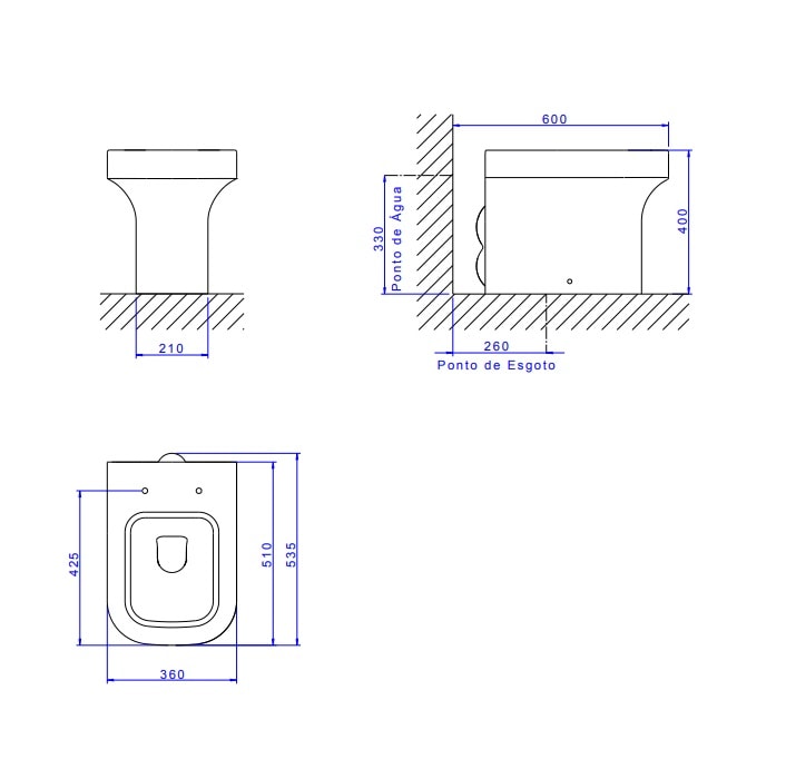 Vaso Sanitário Bacia Convencional Deca Piano Branca - P.33.17