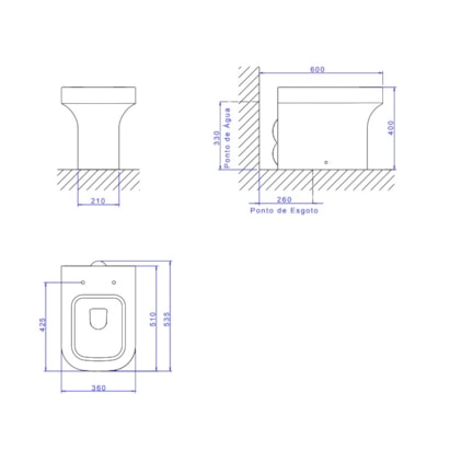 Vaso Sanitário Bacia Convencional Deca Piano Branca - P.33.17