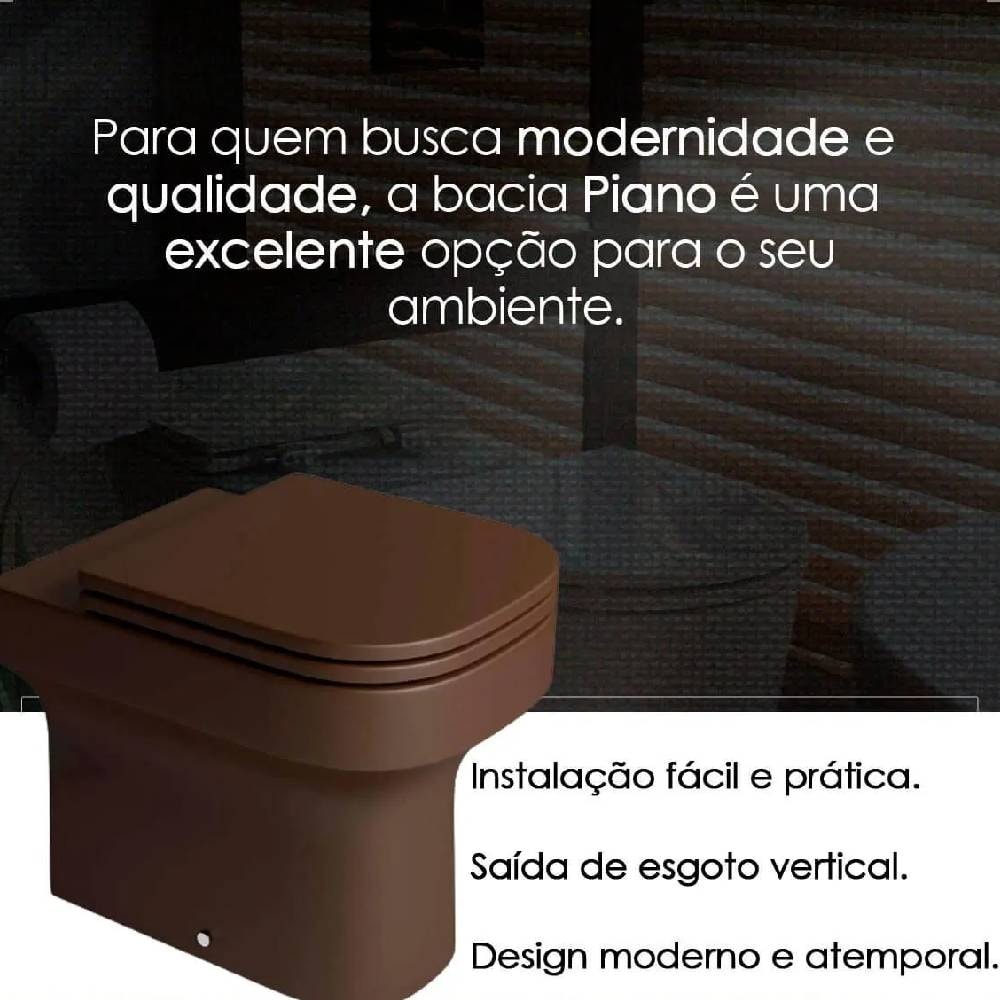 Vaso Sanitário Bacia Convencional Deca Piano Ébano Marrom Fosco - P.33.22