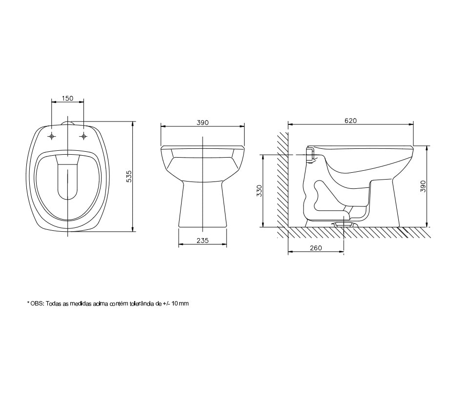 Vaso Sanitário Bacia Convencional Incepa Thema Branca - 1253010010100