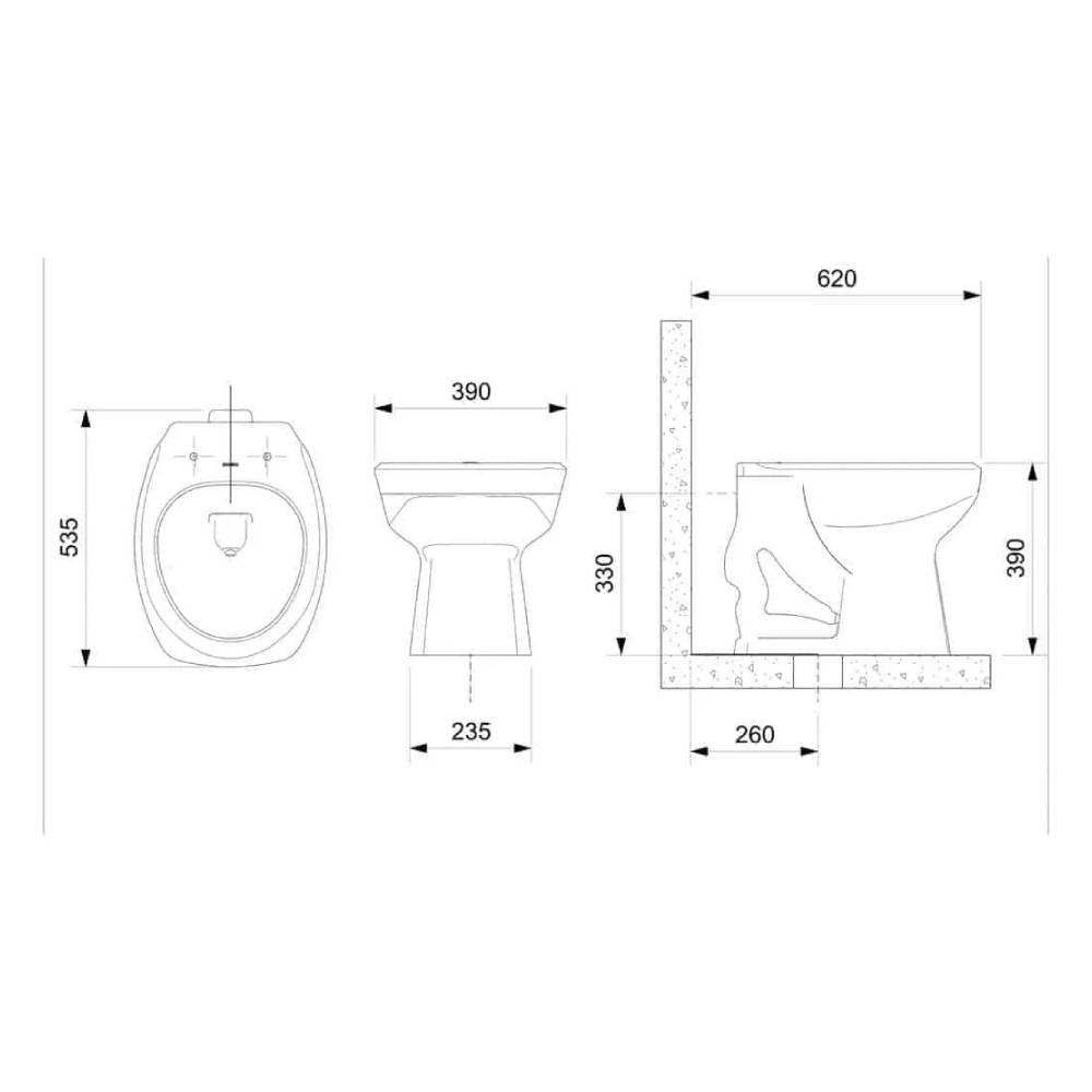 Vaso Sanitário Bacia Convencional Incepa Thema Cinza Platina - 1253010480100