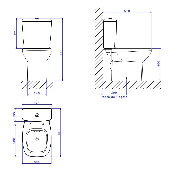 Vaso Sanitário Bacia para Caixa Acoplada Deca Flex Branca - P.380.17