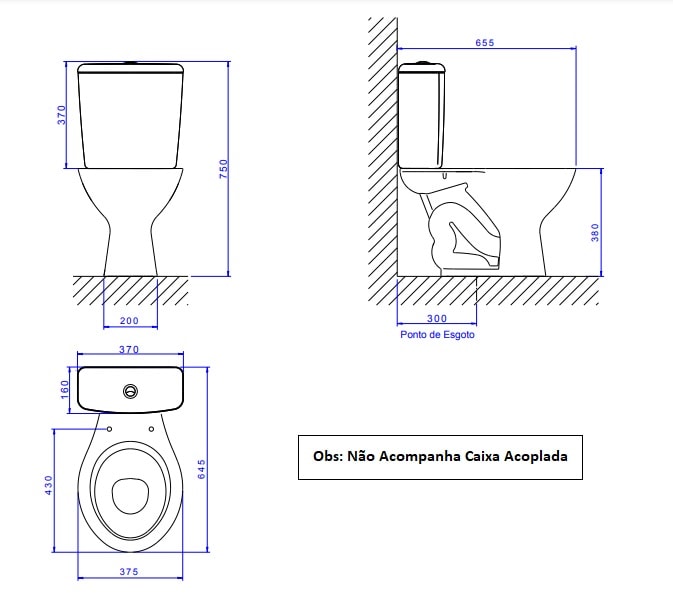 Vaso Sanitário Bacia para Caixa Acoplada Deca Izy Branca - P.111.17