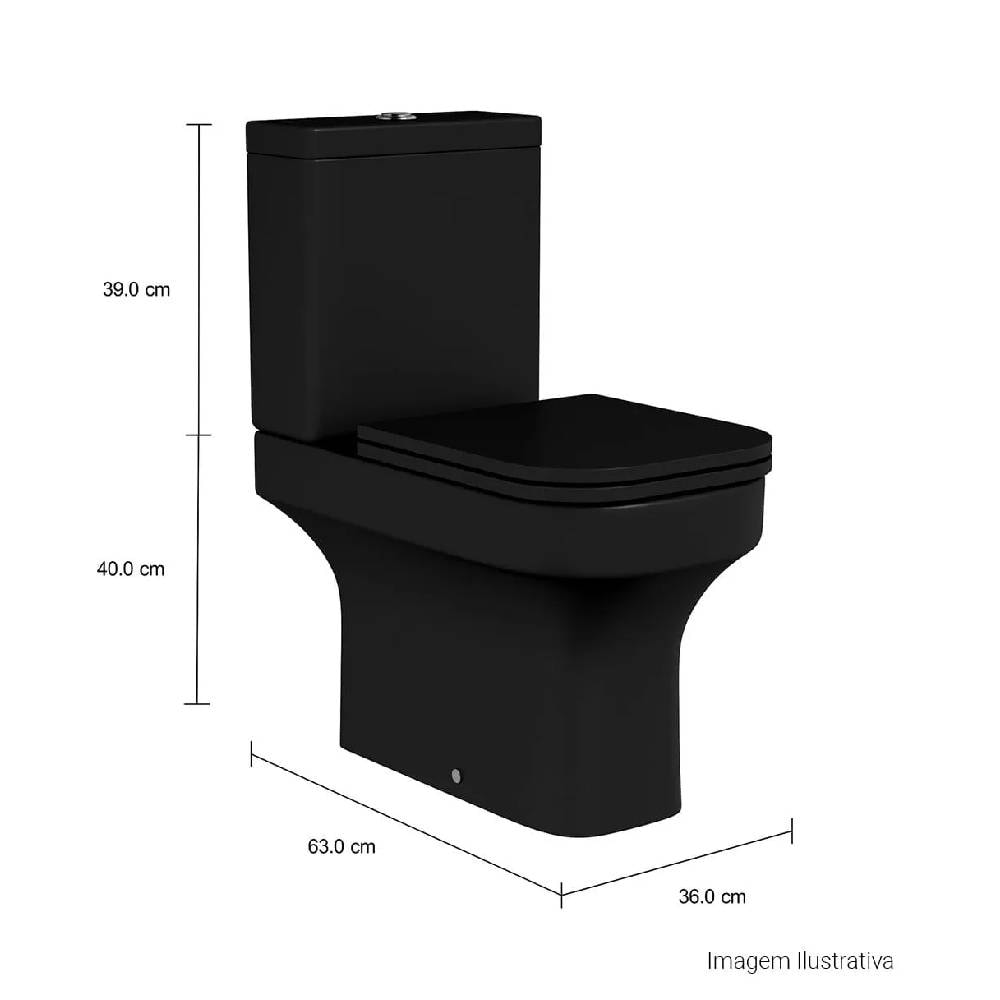 Vaso Sanitário Bacia para Caixa Acoplada Deca Piano Ébano Preto Fosco - P.330.94