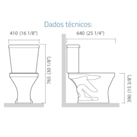 Vaso Sanitário Bacia para Caixa Acoplada Icasa Sabara Cinza Claro - IP3603