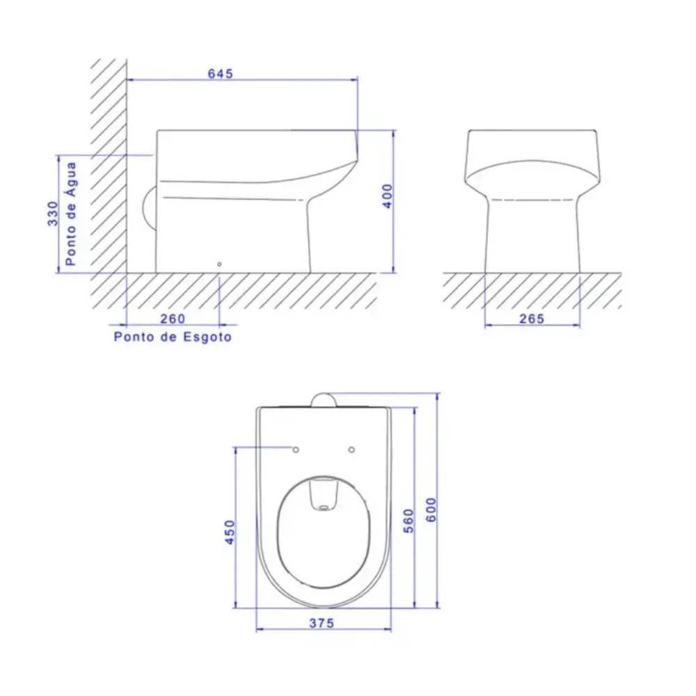 Vaso Sanitário Convencional Deca Carrara Antracite Cinza - P.60.85