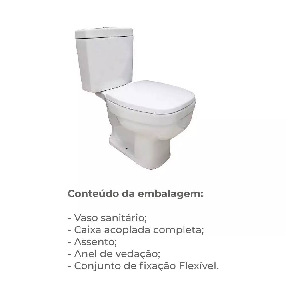 Vaso Sanitário Kit Bacia com Caixa Acoplada + Assento Vivace Versa Branca