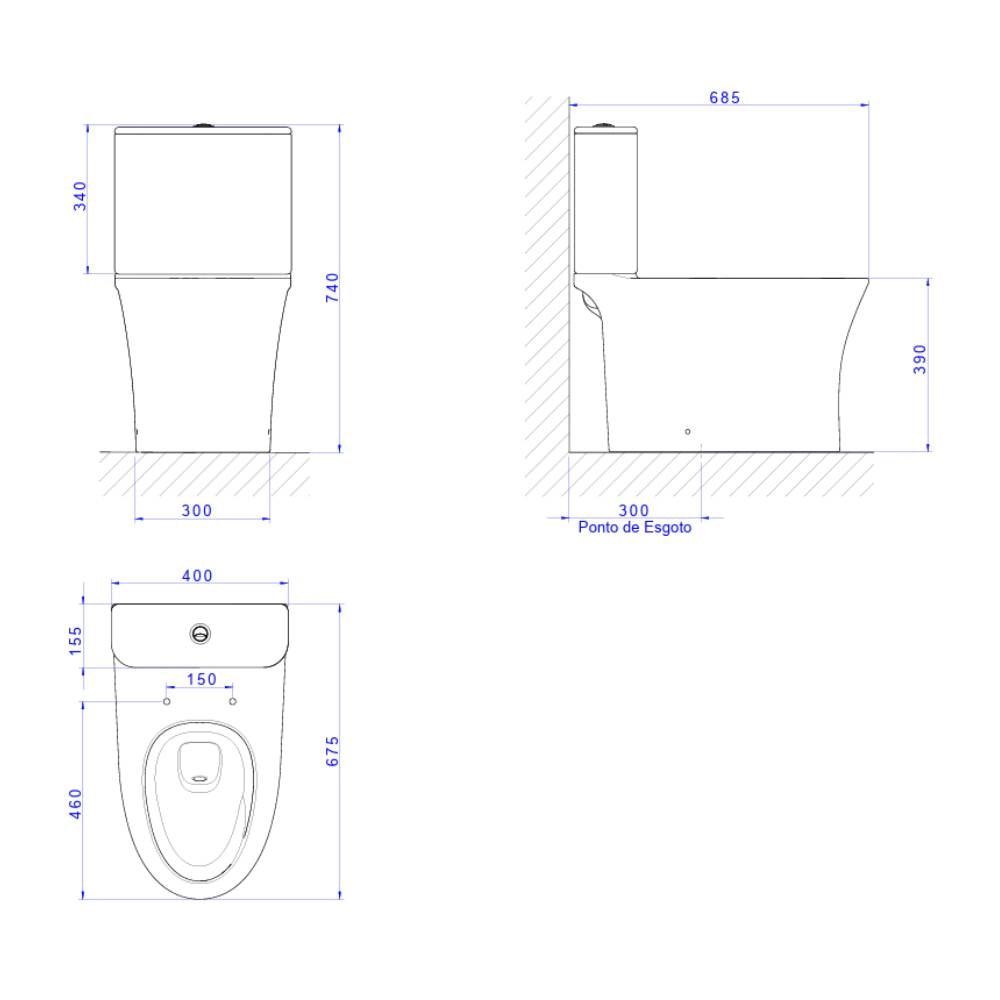 Vaso Sanitário Kit Bacia com Caixa Acoplada Deca Clean Branco - KP.8720.17